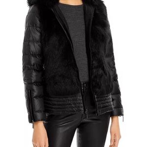 Dawn Levy Hooded Shearling Panel Coat size XS (2-4)